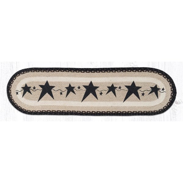 Capitol Importing Co 13 x 48 in OP313 Primitive Stars Black Oval Patch Runner 64313PSB